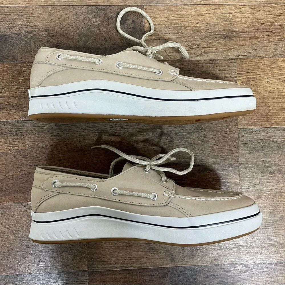 Sperry Men's Top Sider Beige Leather Boat Shoes Size 10.5